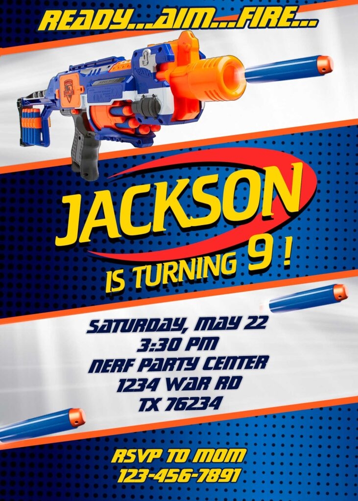 Nerf Party Invite Template Free Printable Word Searches