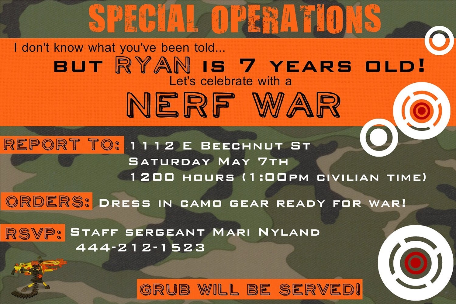 Nerf War Invitation Templates