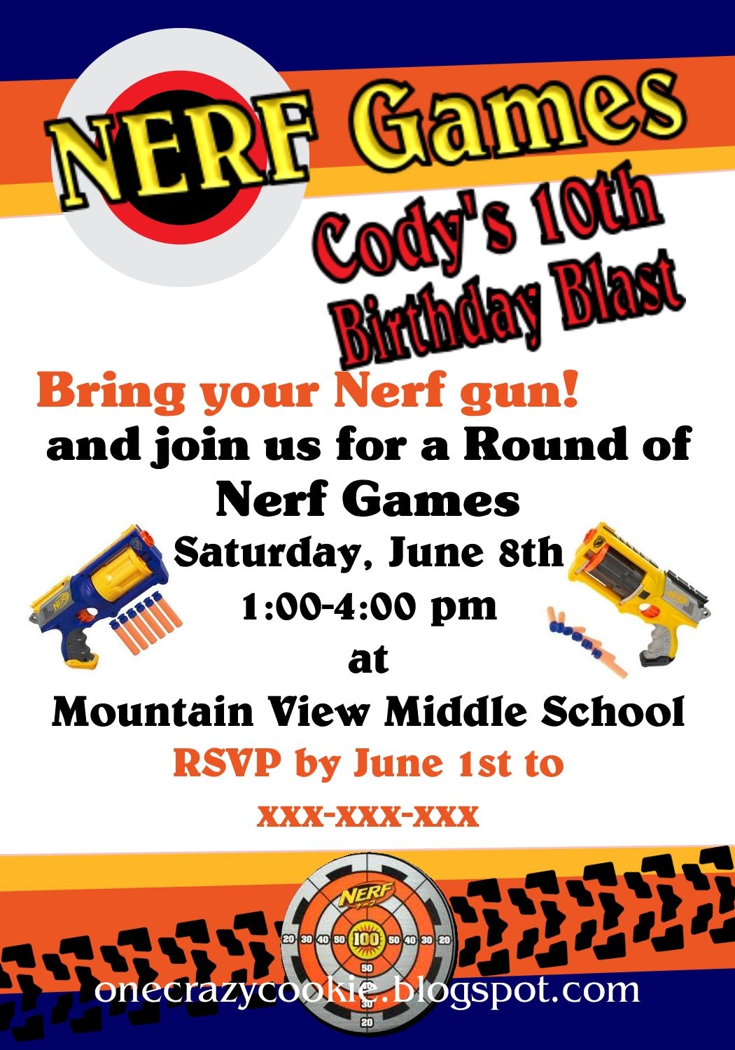 Nerf War Party Invitation Free Template Printable Party