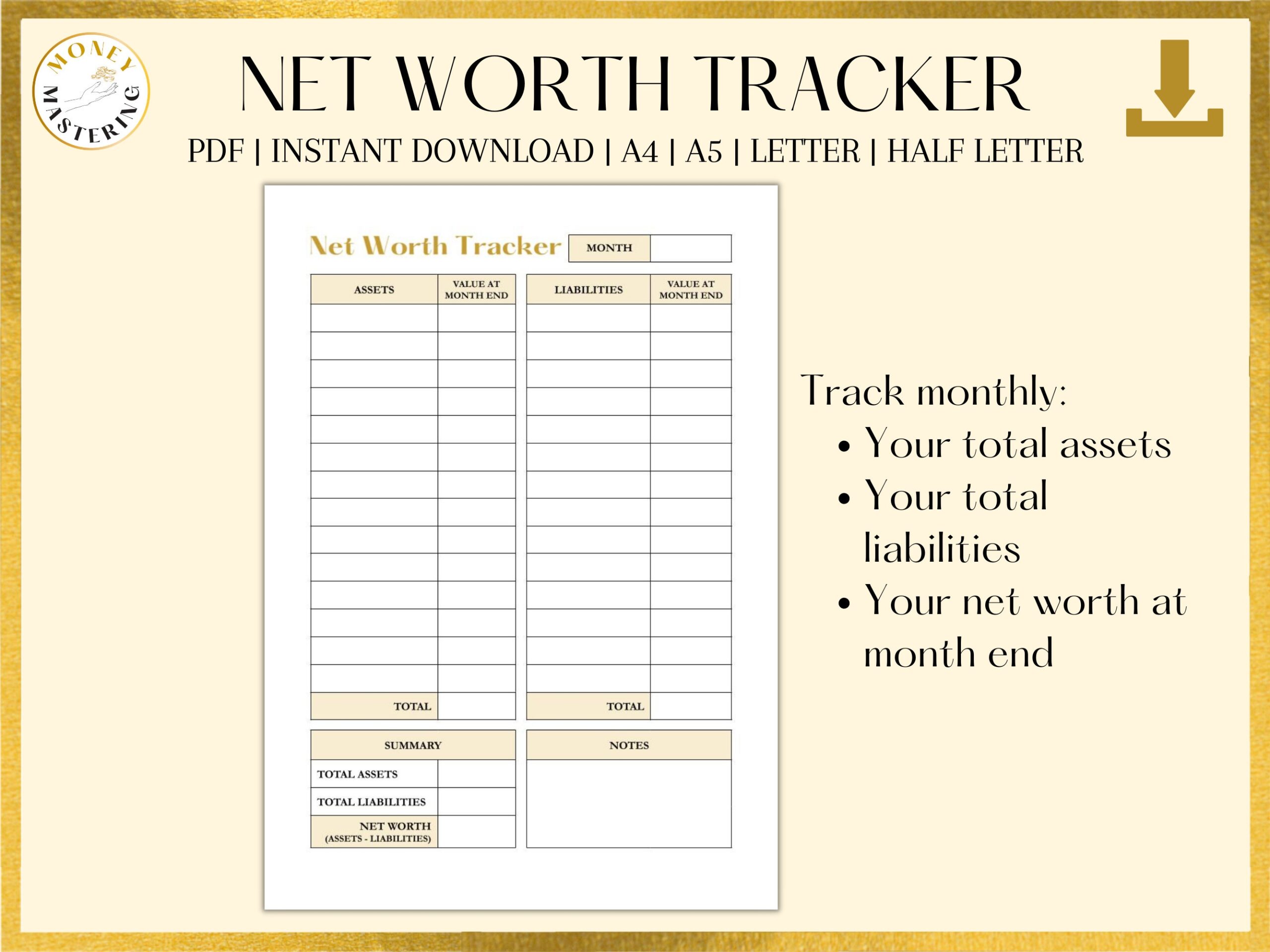 Net Worth Worksheet Etsy Worksheets Library