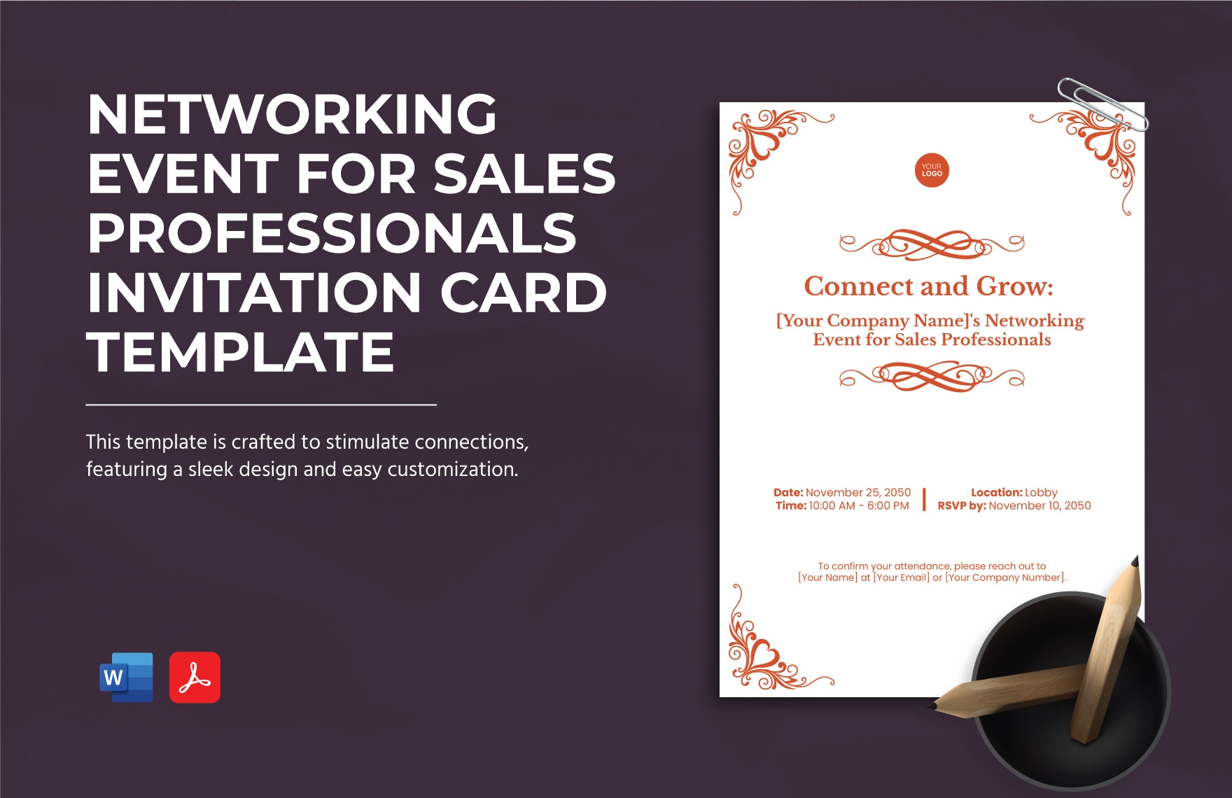 Networking Event For Sales Professionals Invitation Card Template In 