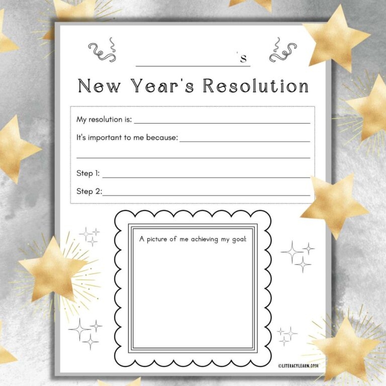 New Year 39 s Resolution Free Worksheet Literacy Learn