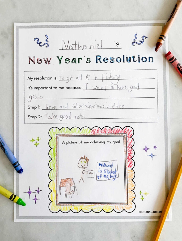 New Year 39 s Resolution Free Worksheet Literacy Learn