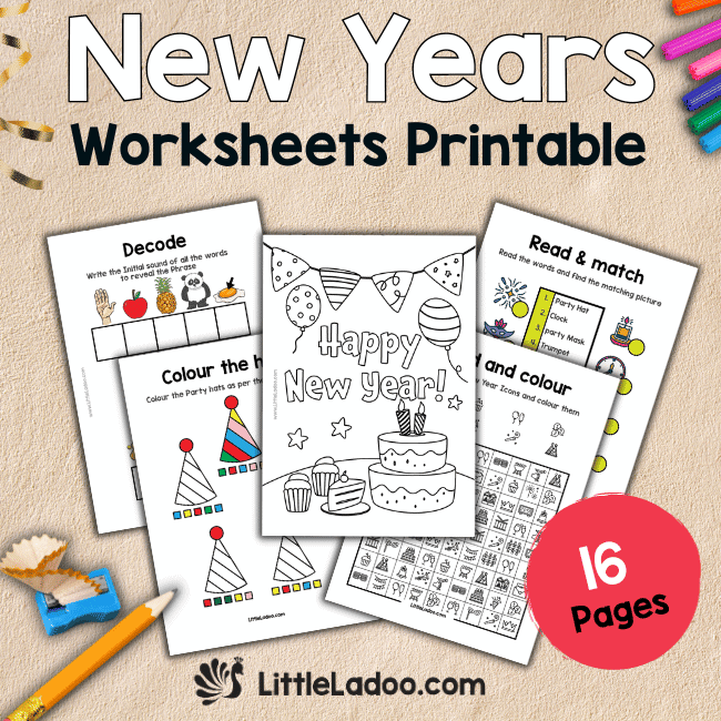 New Years Worksheets Little Ladoo