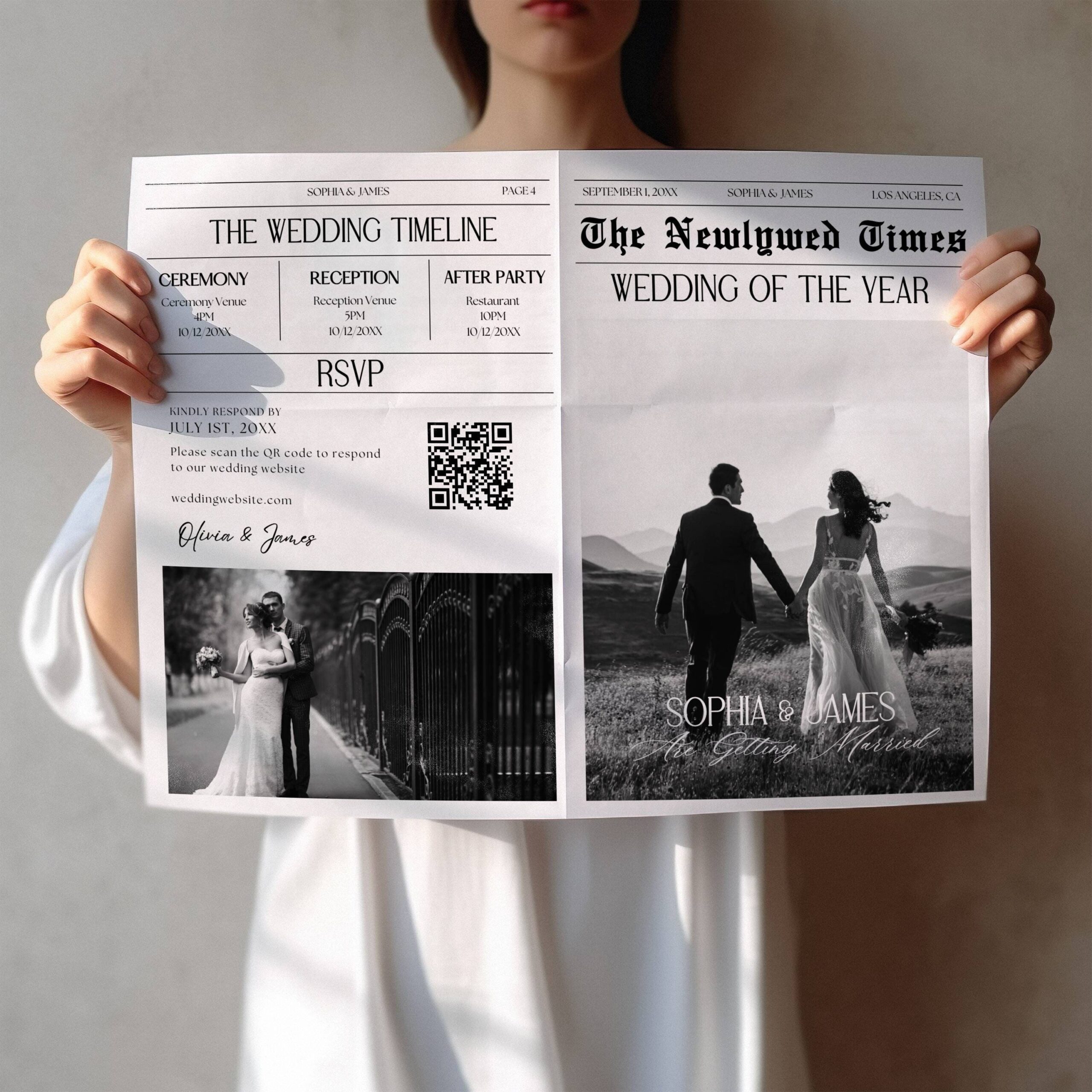 Newspaper Wedding Invitation Template Editable Wedding Newspaper 
