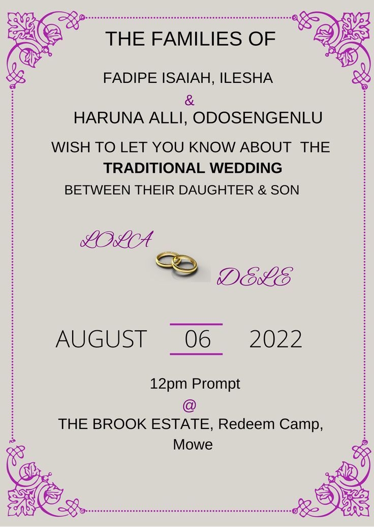 Nigerian Wedding Invitation Card