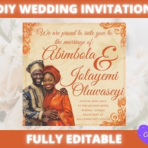 Nigerian Wedding Invitation Template Editable In Canva Digital 