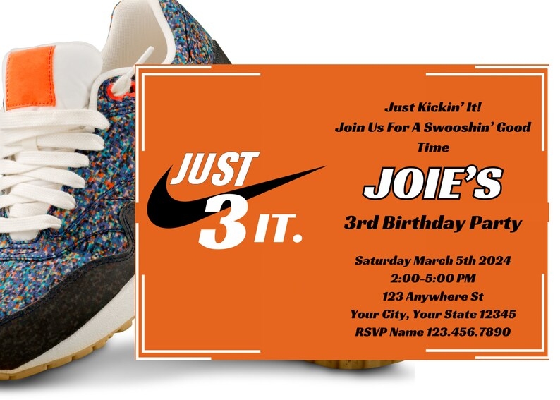 Nike Inspired Invitation Template Etsy