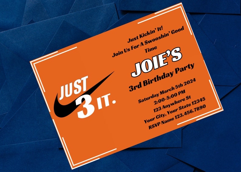 Nike Inspired Invitation Template Etsy