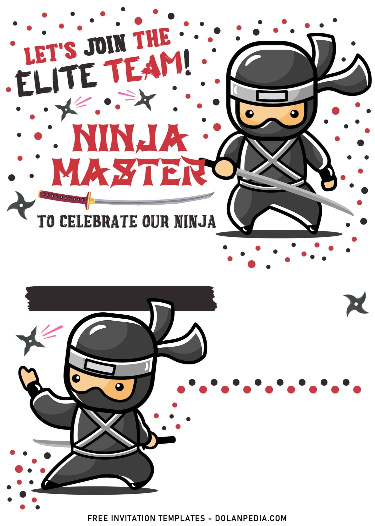 ninja birthday invitation template free