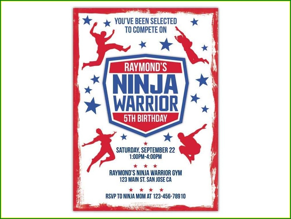 Ninja Birthday Party Invitation Template Free Invitations Resume Examples