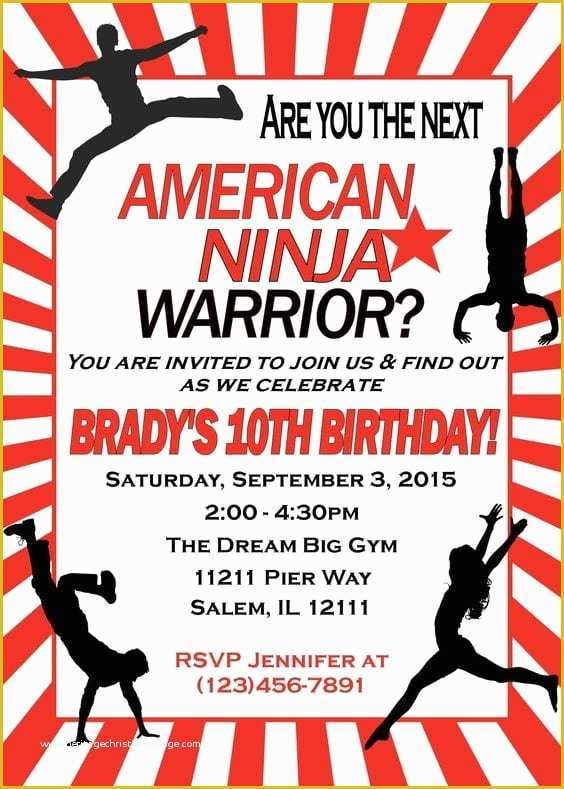 Ninja Birthday Party Invitation Template Free Of 17 American Ninja 