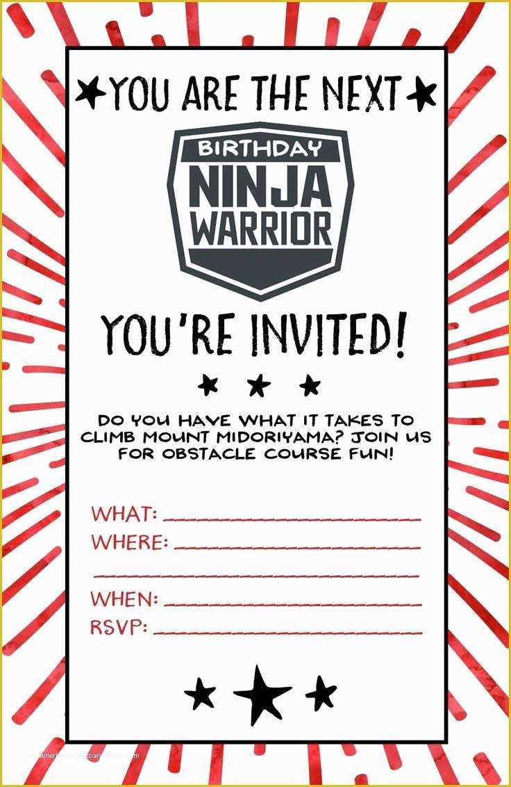 Ninja Birthday Party Invitation Template Free Of American Ninja Warrior 