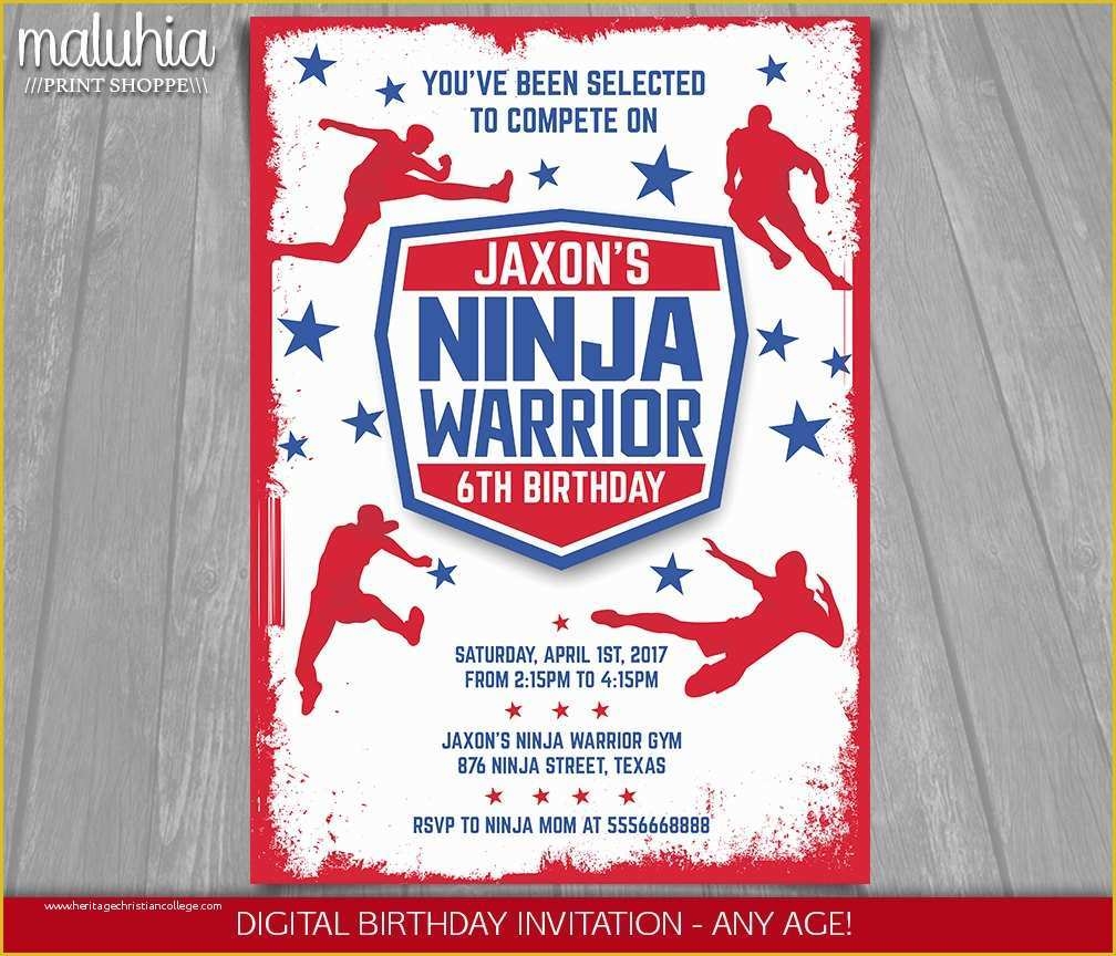 Ninja Birthday Party Invitation Template Free Of American Ninja Warrior 