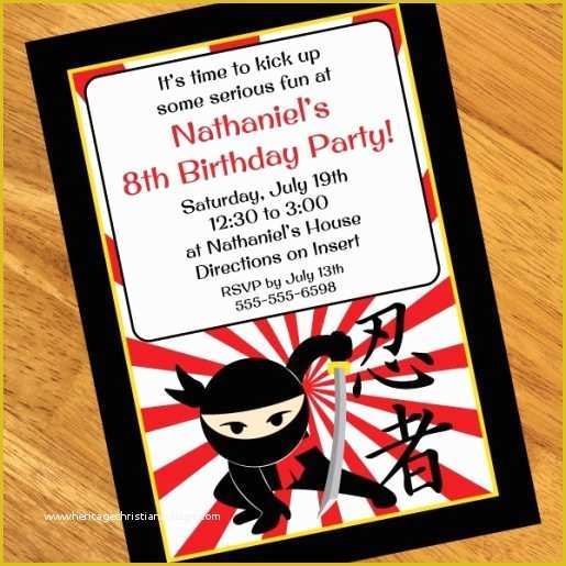 Ninja Birthday Party Invitation Template Free Of Birthday Invitations 