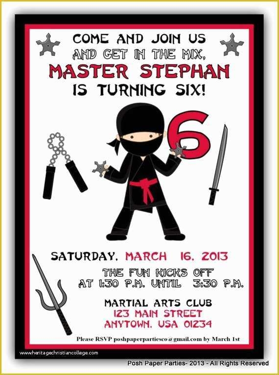 ninja birthday party invitation template free