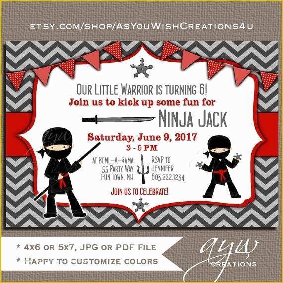 Ninja Birthday Party Invitation Template Free Of Ninja Birthday Party