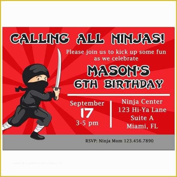 Ninja Birthday Party Invitation Template Free Of Ninja Invitation 