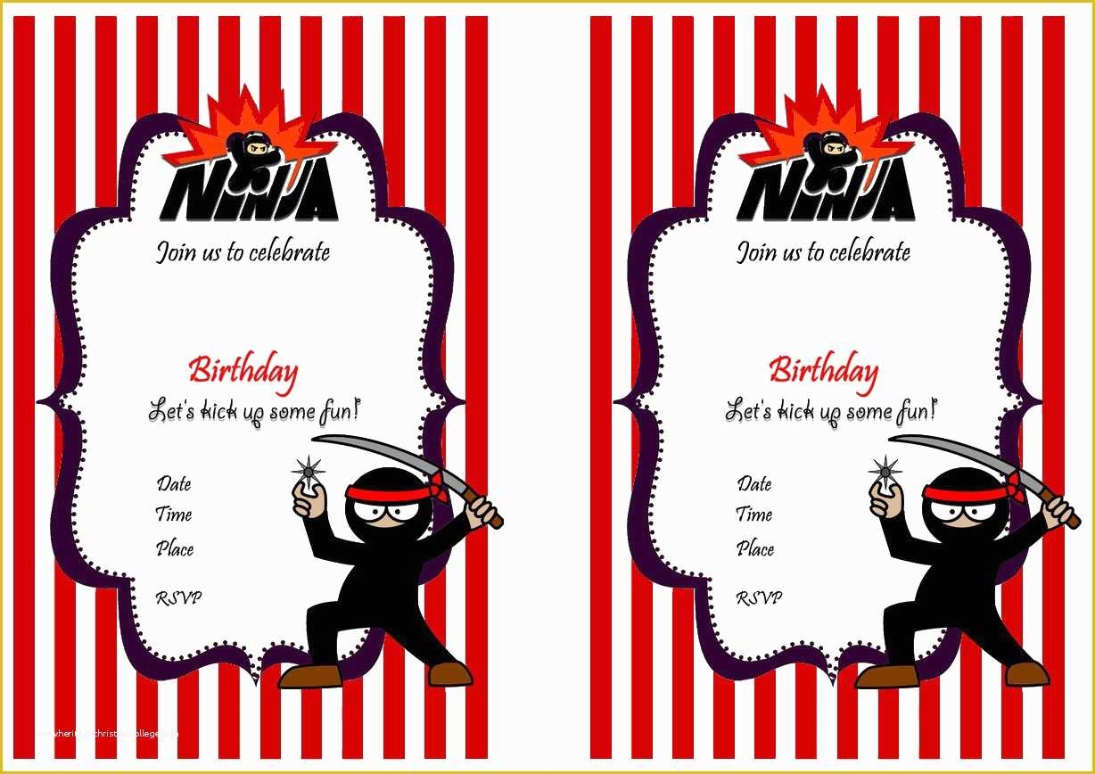 Ninja Birthday Party Invitation Template Free Of Ninja Warriors