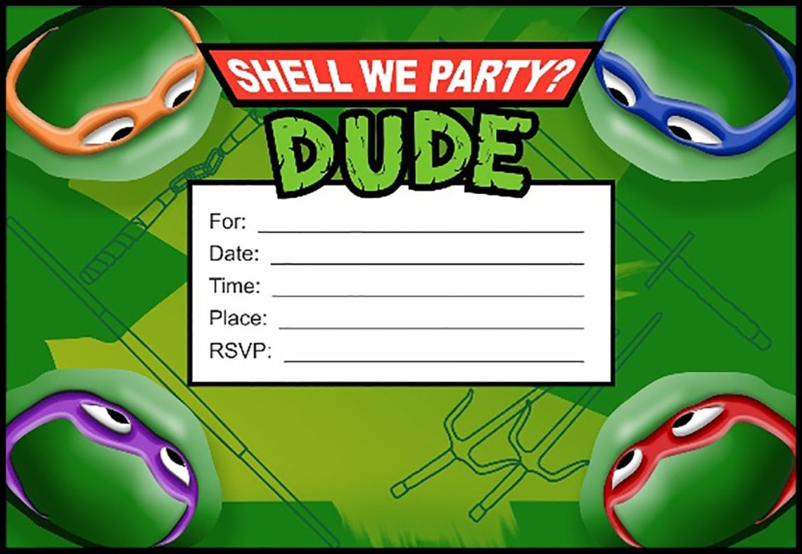 Ninja Turtle Birthday Invitations Template