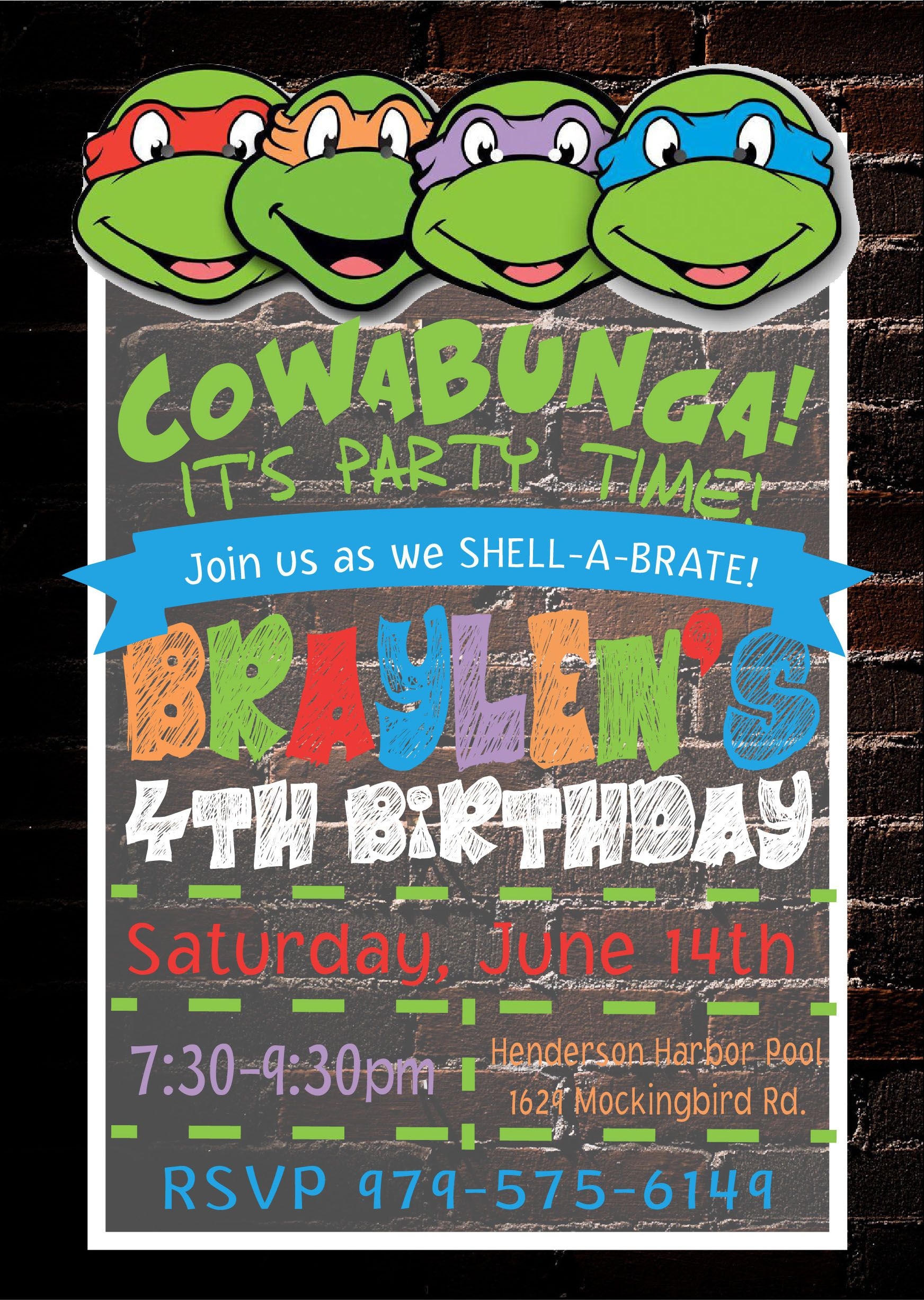 Ninja Turtle Invitations Free Template Web Free Ninja Turtles 