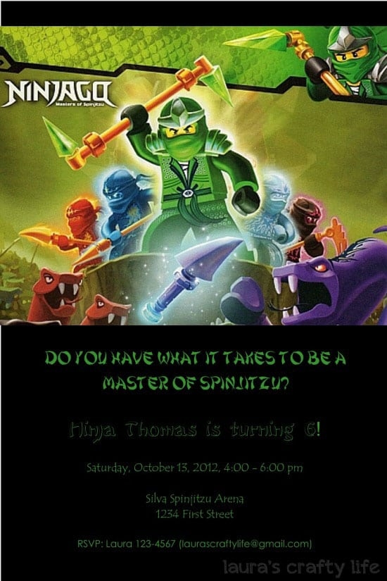 Ninjago Invitation Template Free