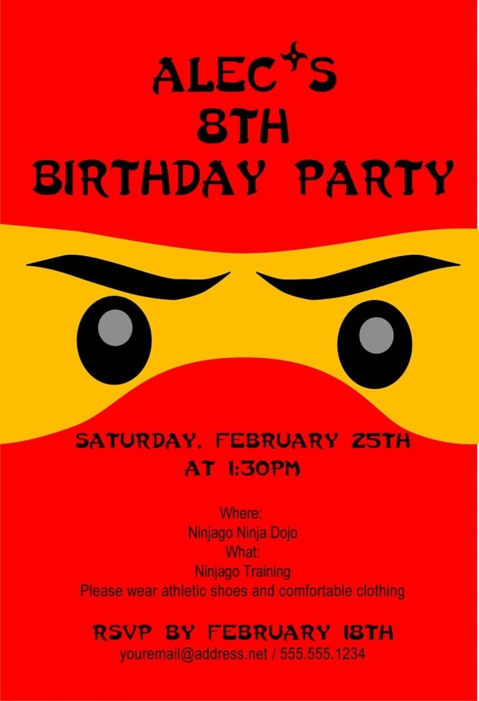 Ninjago Invitation Template Free