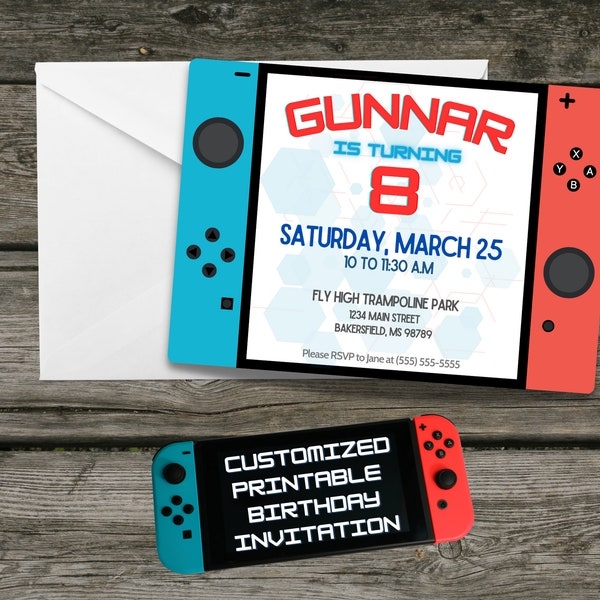 Nintendo Switch Invitation Etsy