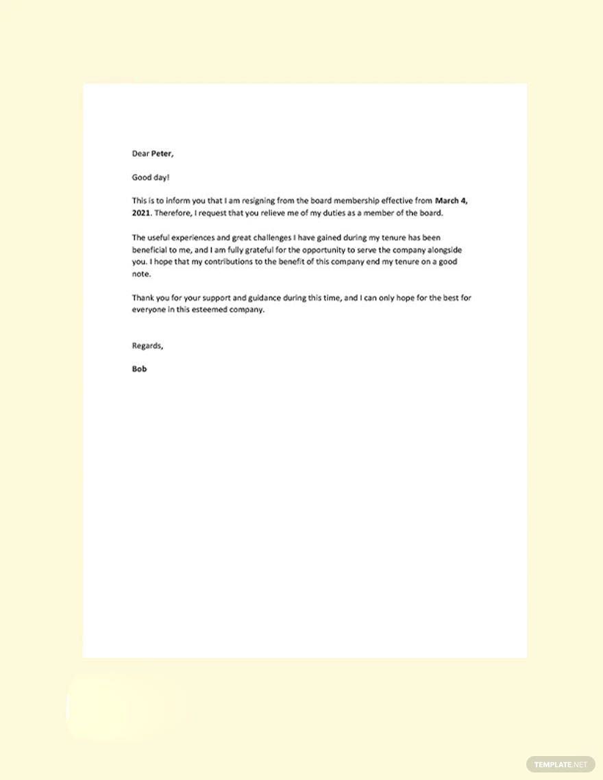 Non Profit Board Member Termination Letter Infoupdate