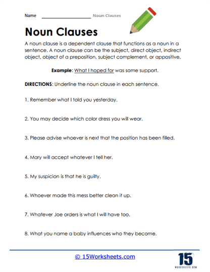 Noun Clauses Worksheets 15 Worksheets Worksheets Library