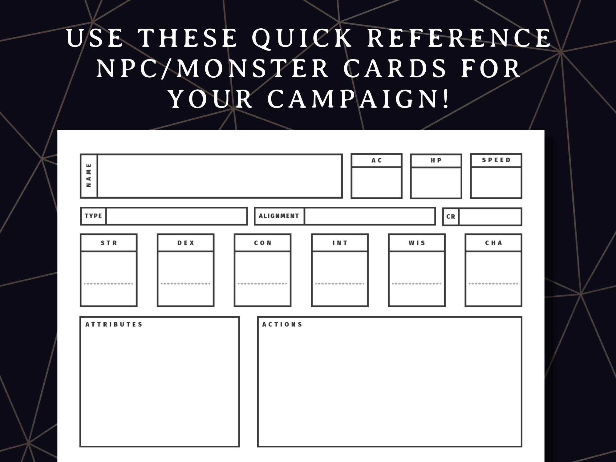 NPC And Monster Cards 5e Worksheets Library