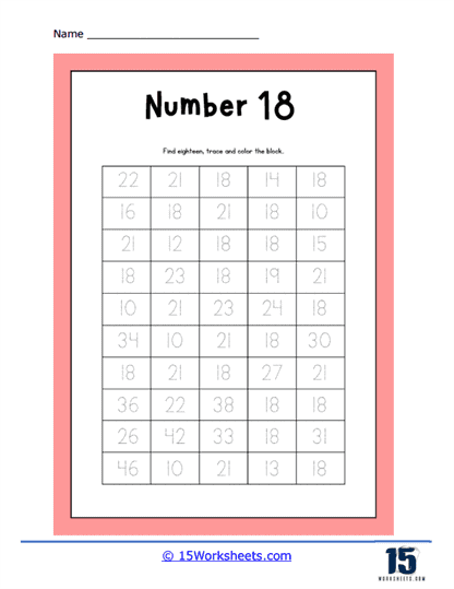 Number 18 Worksheets Number 18 Worksheets For Preschool And 