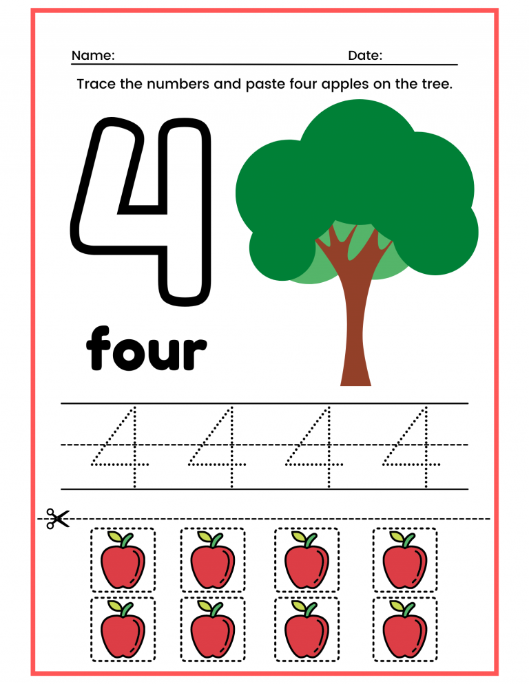 Number 4 Worksheets For Preschoolers