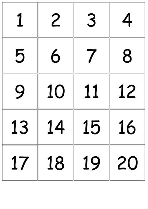 Number Cards Printable 1 100