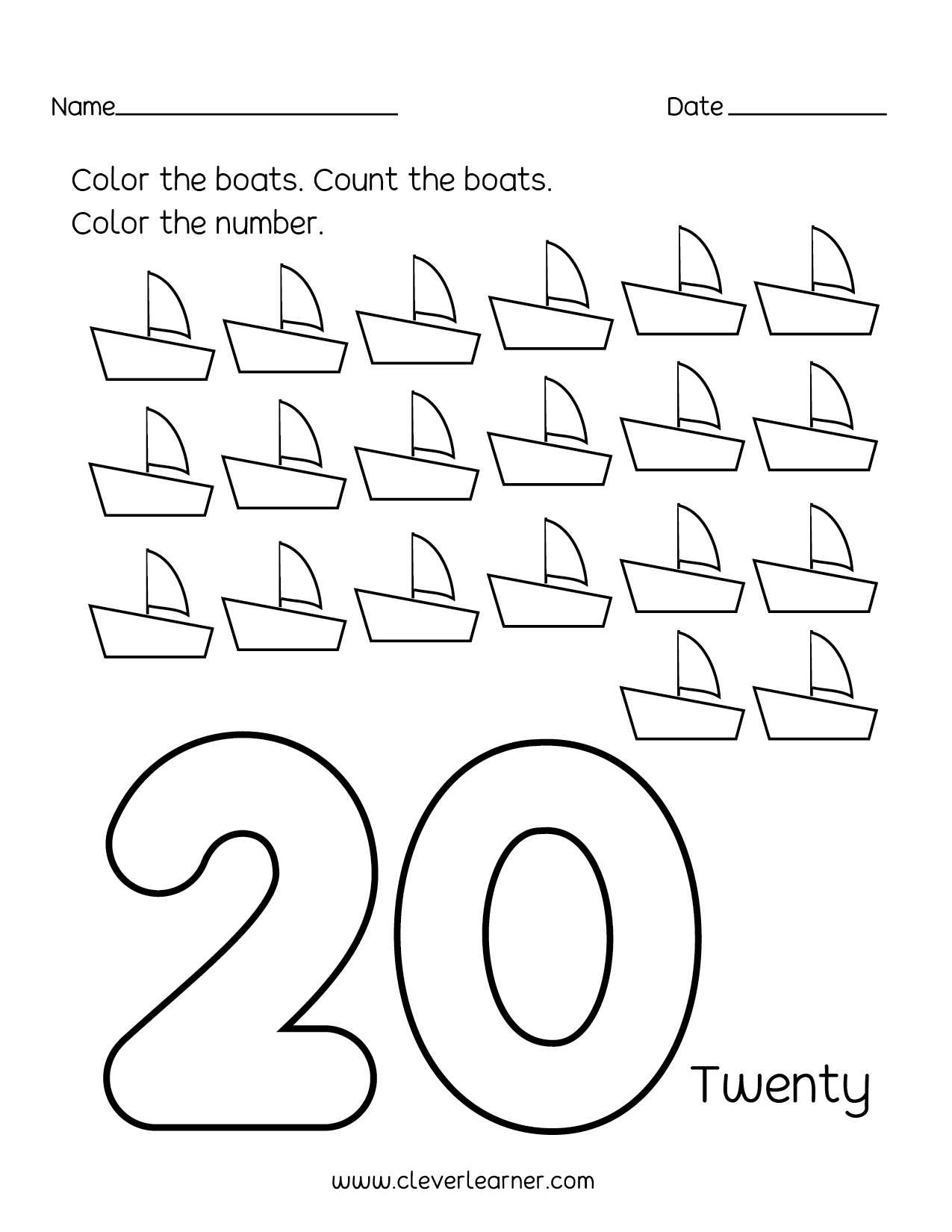 Number Coloring Pages 1 20 Worksheets WorksheetsCity