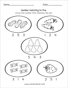 Number Matching Counting And Number Writing Worksheets