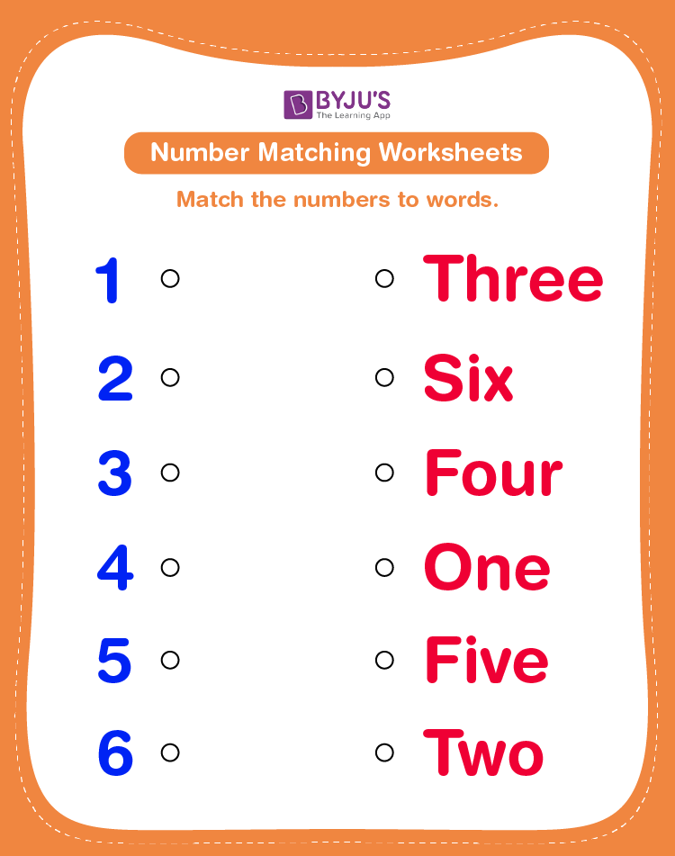 Number Matching Worksheets Free Matching Number Names To Numerals 
