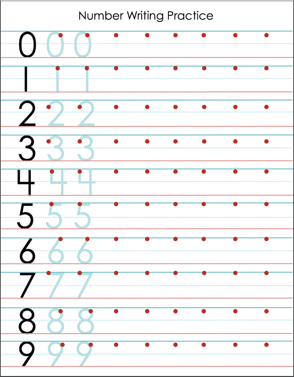 number handwriting practice worksheets