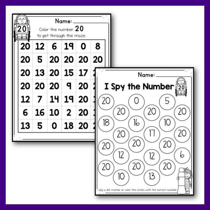 Numbers 1 20 Worksheets Number 20 Life Over C 39 s Club