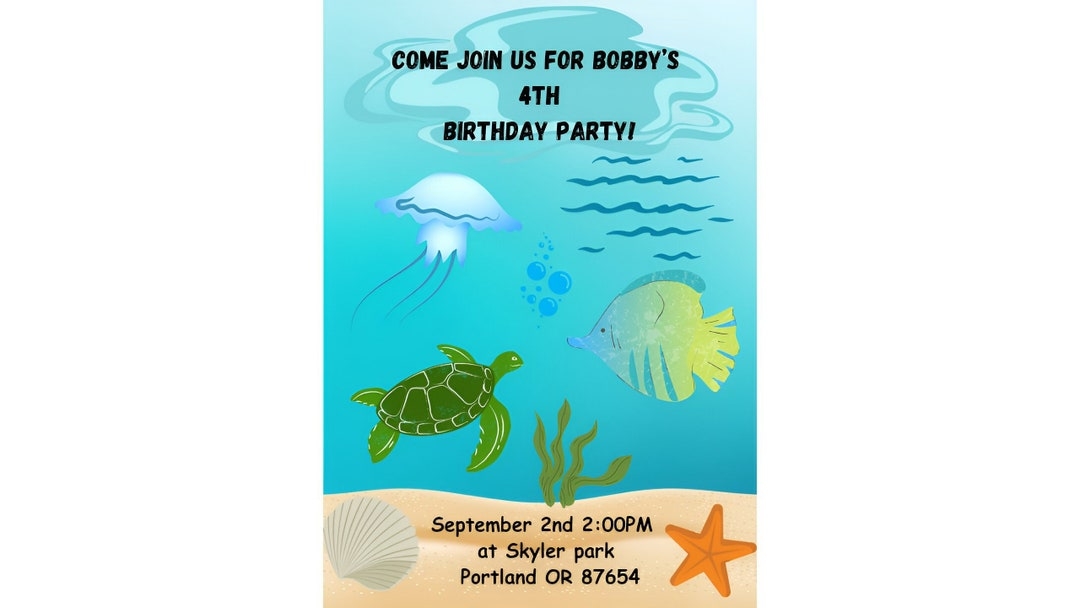 Ocean Birthday Invitation Template Etsy