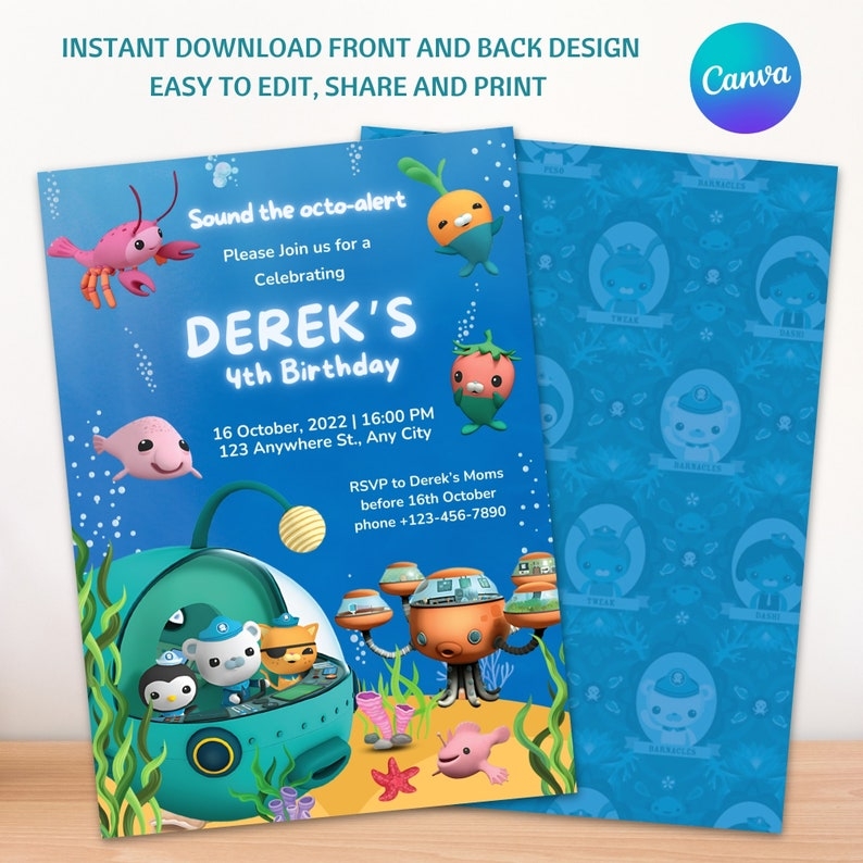 Octonauts Party Invitation Template Octonauts Birthday Party Invite 