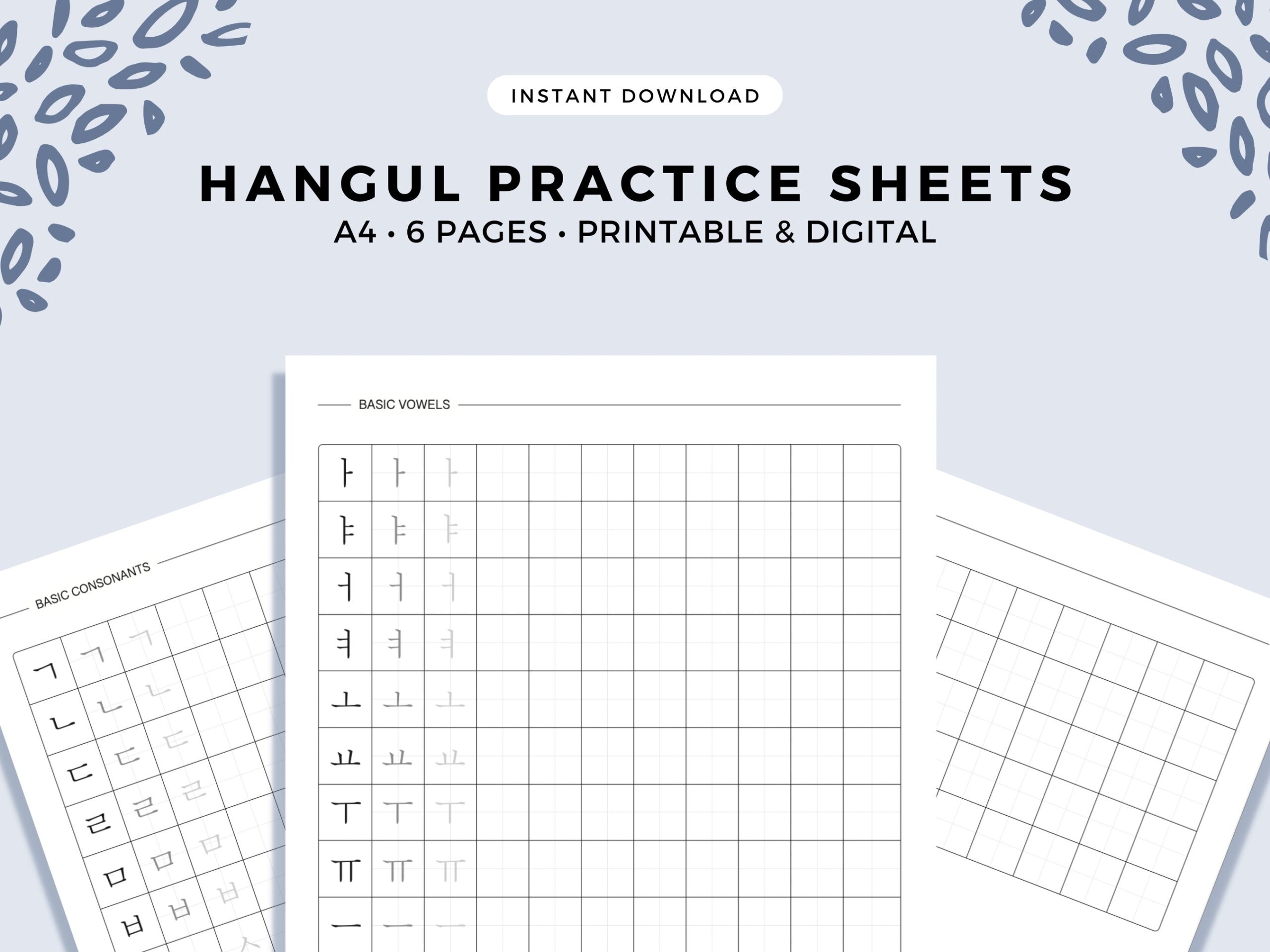 Office Language Learning Printable Learn Korean Hangul Writing 