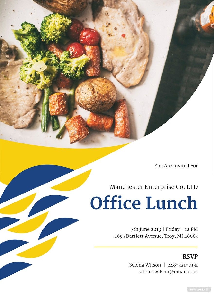 Office Lunch Invitation Template In Pages Word Publisher PSD