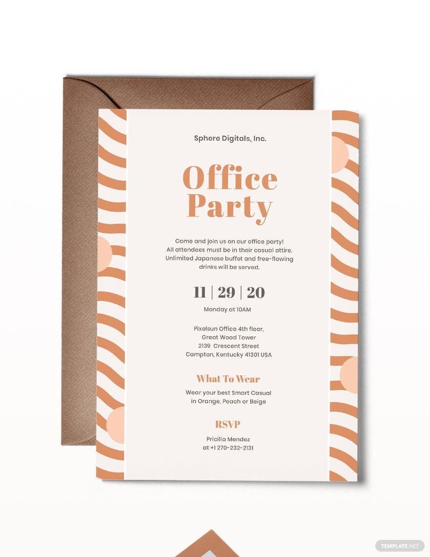 Office Party Invitation Template In Illustrator PSD Pages Word 