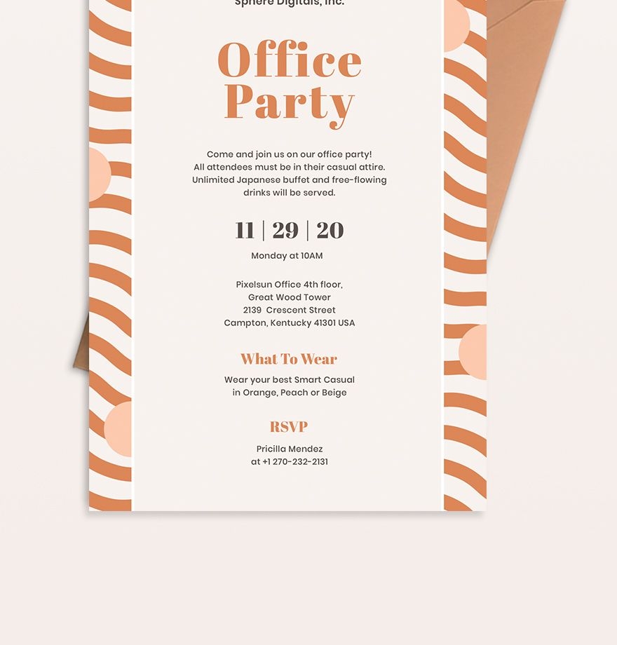 Office Party Invitation Template In Illustrator PSD Pages Word