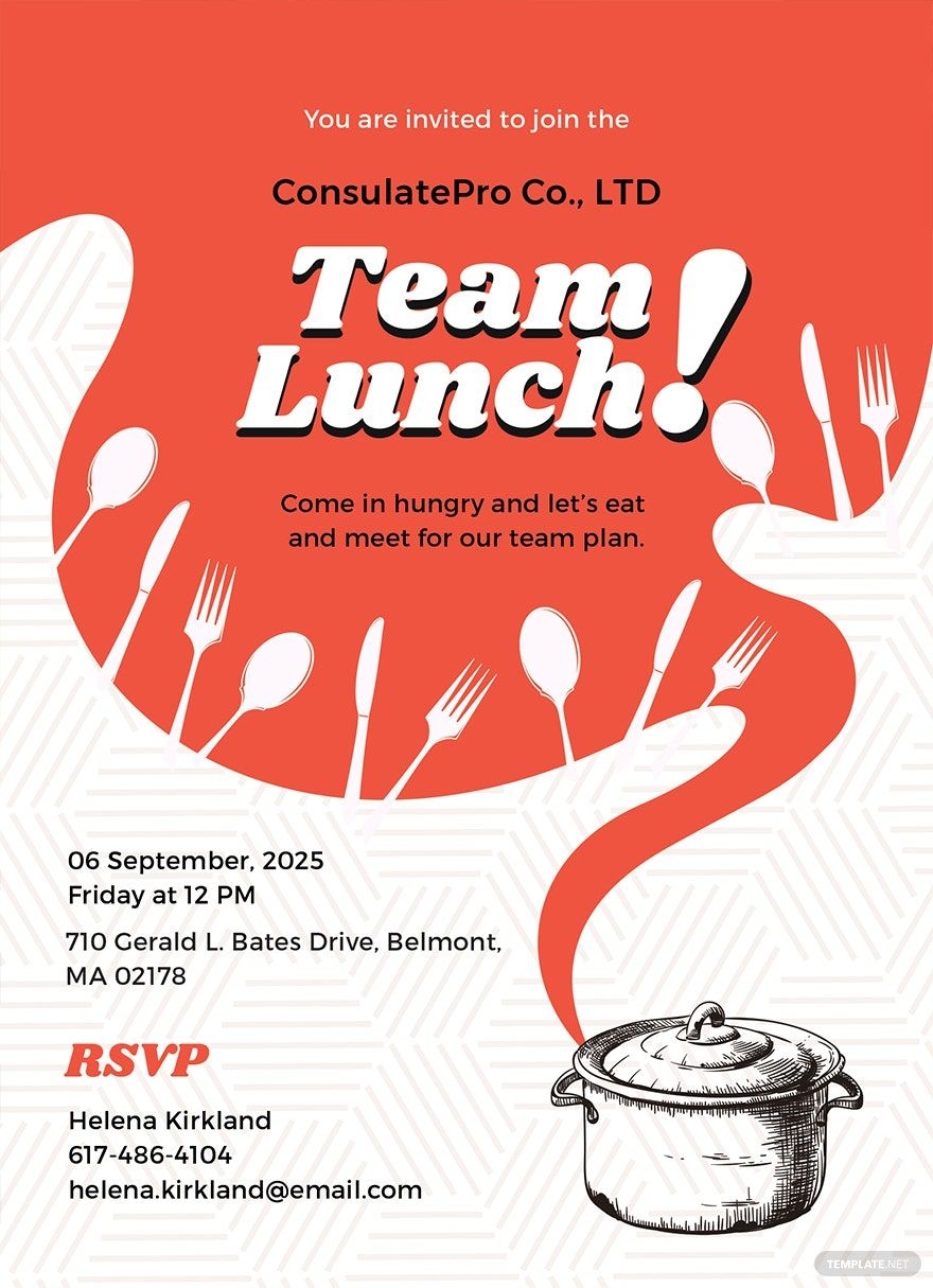 Office Team Lunch Invitation Template In Word Pages Illustrator PSD 