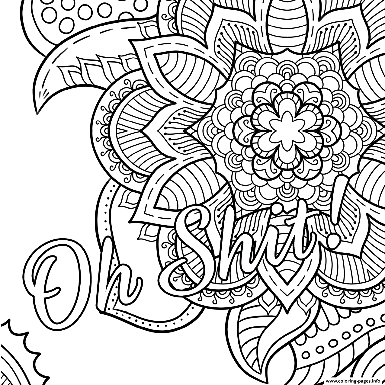 Oh Shit Swear Word Coloring Page Printable