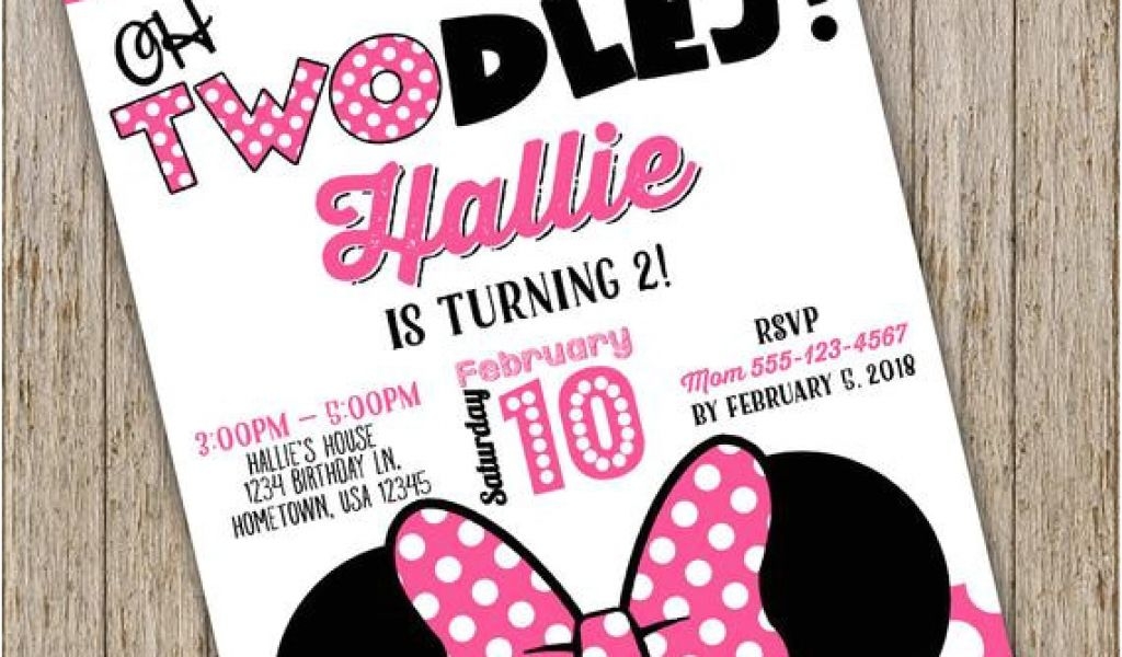 Oh Twodles Birthday Invitation Template Minnie Mouse Uitnodigen 2e
