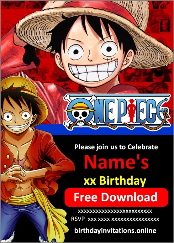 one piece invitation template free