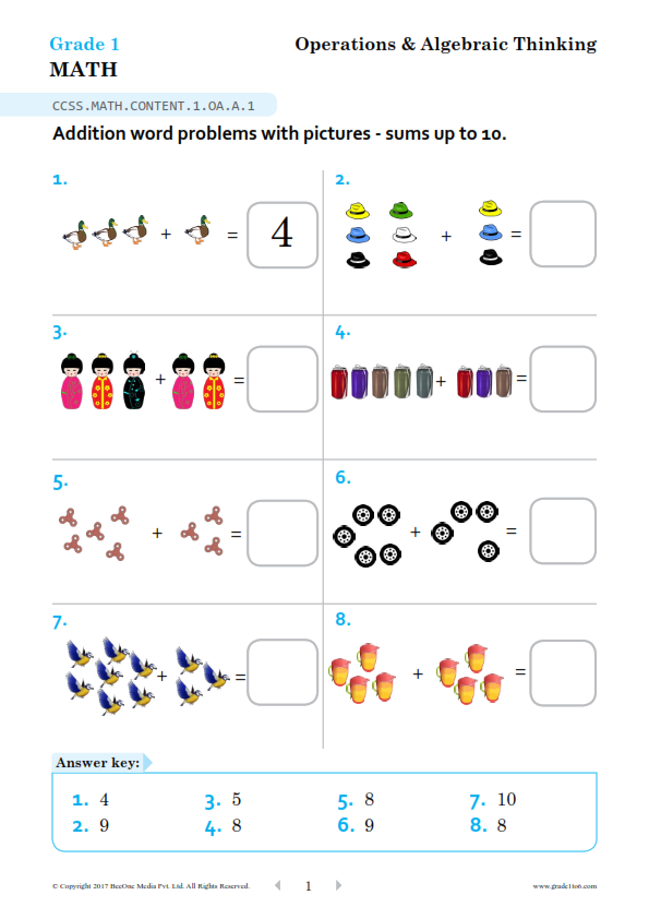 Operations And Algebraic Thinking Worksheets Grade1to6
